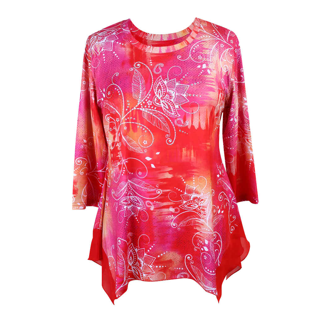 Bright Pink Sharkbite with Chiffon Women's Shirt