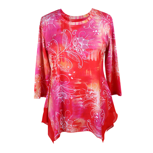 Bright Pink Sharkbite with Chiffon Women's Shirt