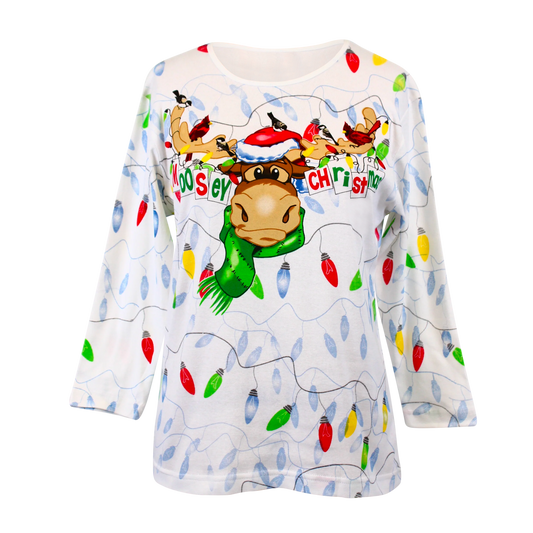 Moosey Christmas 3/4 Sleeve Top