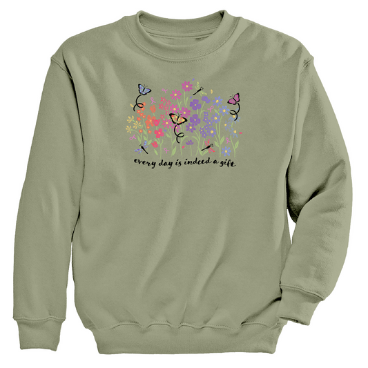 Womens 3X-Large Green Moring Sun CrewNeck Sweatshirt