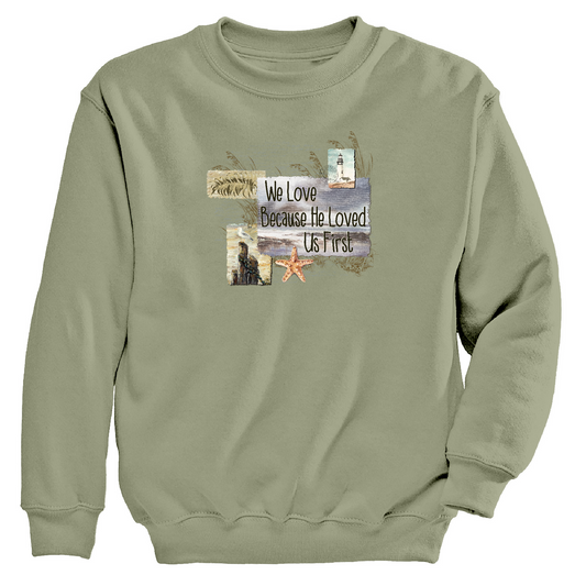 Womens 3X-Large Green Moring Sun CrewNeck Sweatshirt
