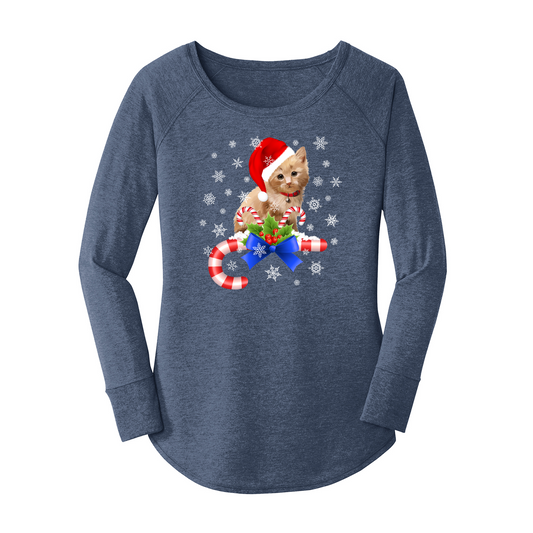 Womens X-Small Navy Heather Long Sleeve Tunic Tee