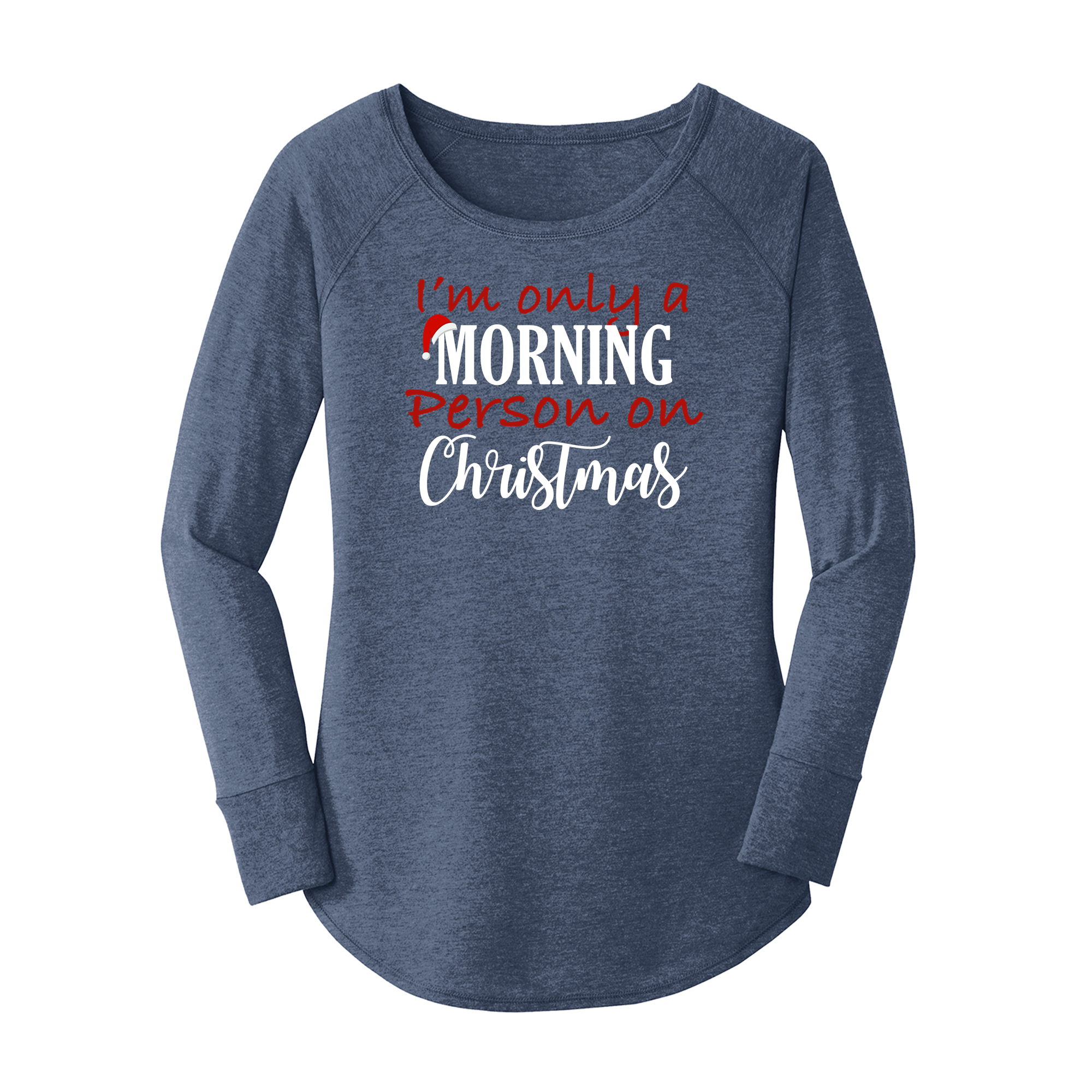 Womens X-Small Navy Heather Long Sleeve Tunic Tee