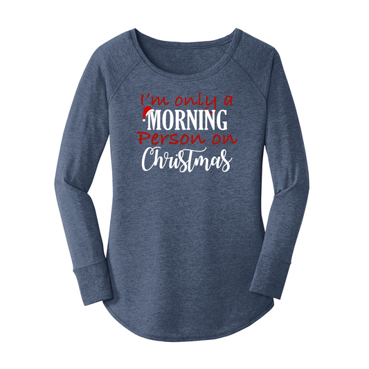 Womens X-Small Navy Heather Long Sleeve Tunic Tee