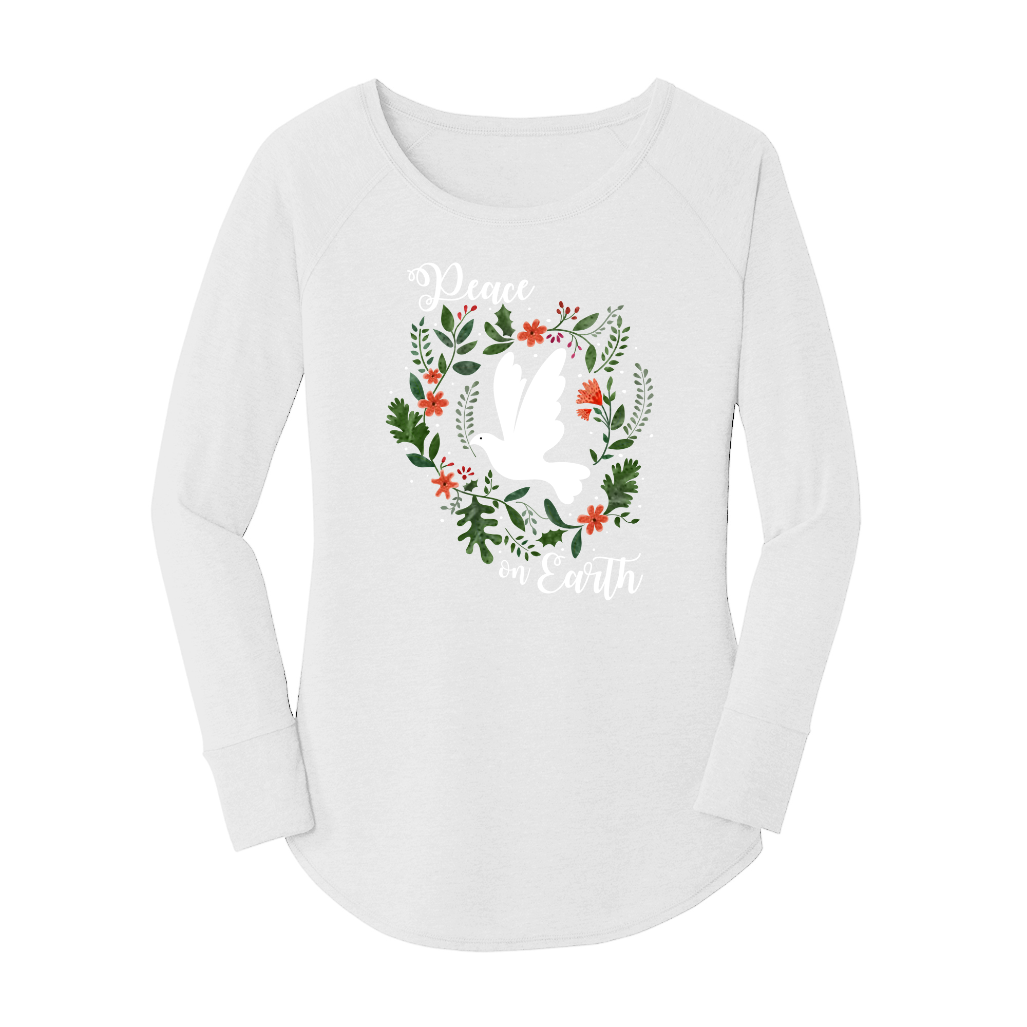 Womens X-Small White Long Sleeve Tunic Tee