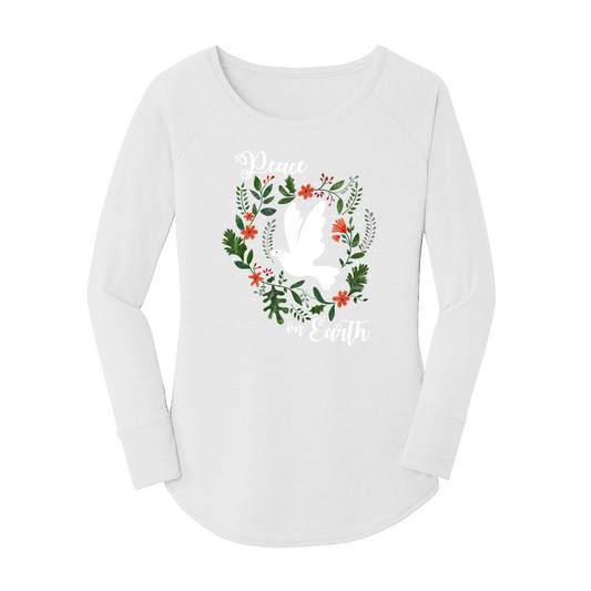 Womens X-Small White Long Sleeve Tunic Tee