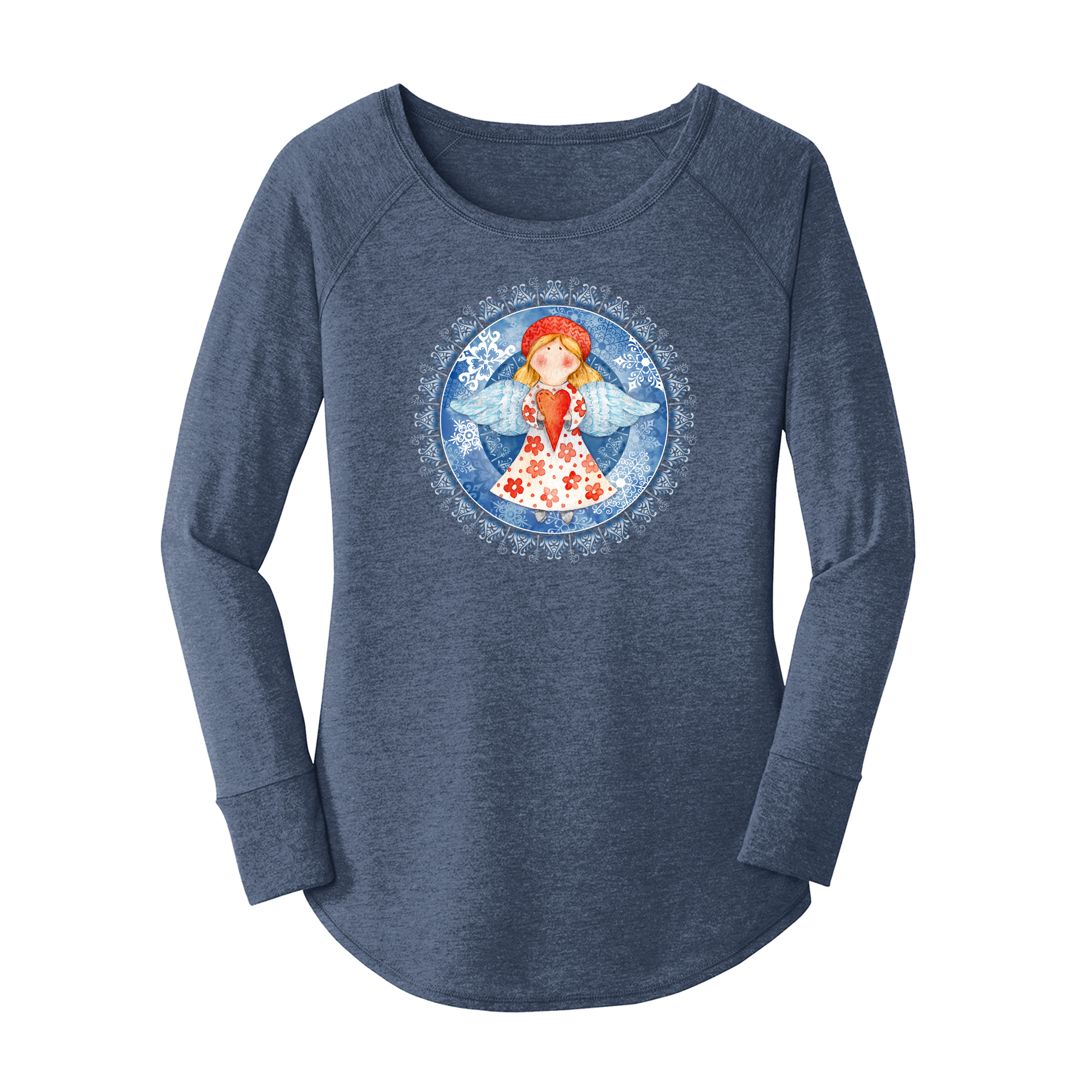 Womens X-Small Navy Heather Long Sleeve Tunic Tee