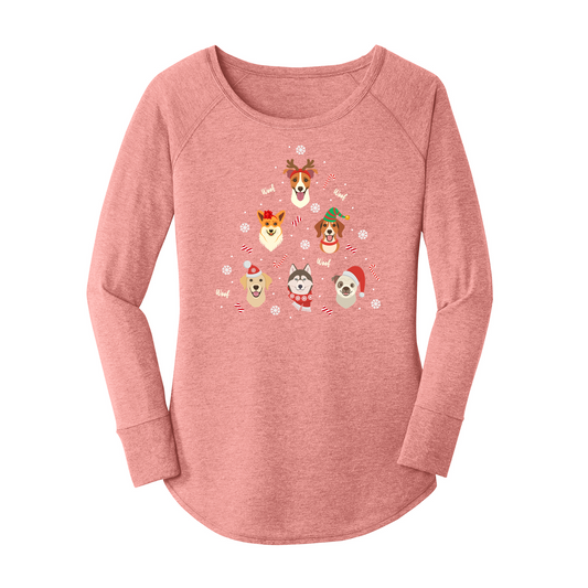 Womens X-Small Light Pink Long Sleeve Tunic Tee
