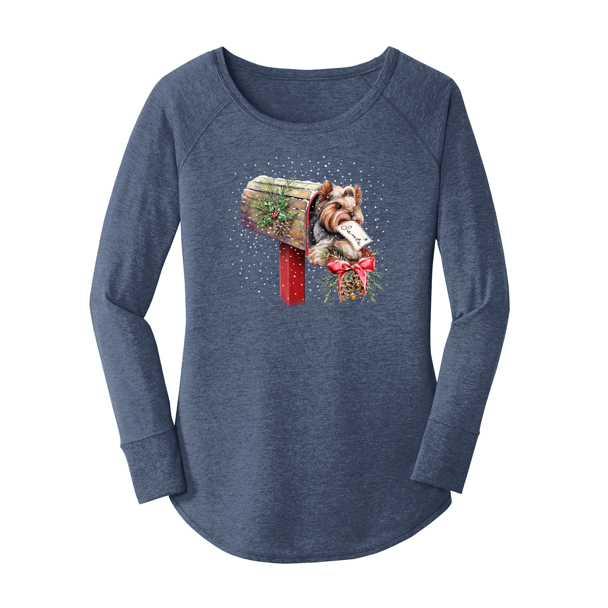 Womens X-Small Navy Heather Long Sleeve Tunic Tee