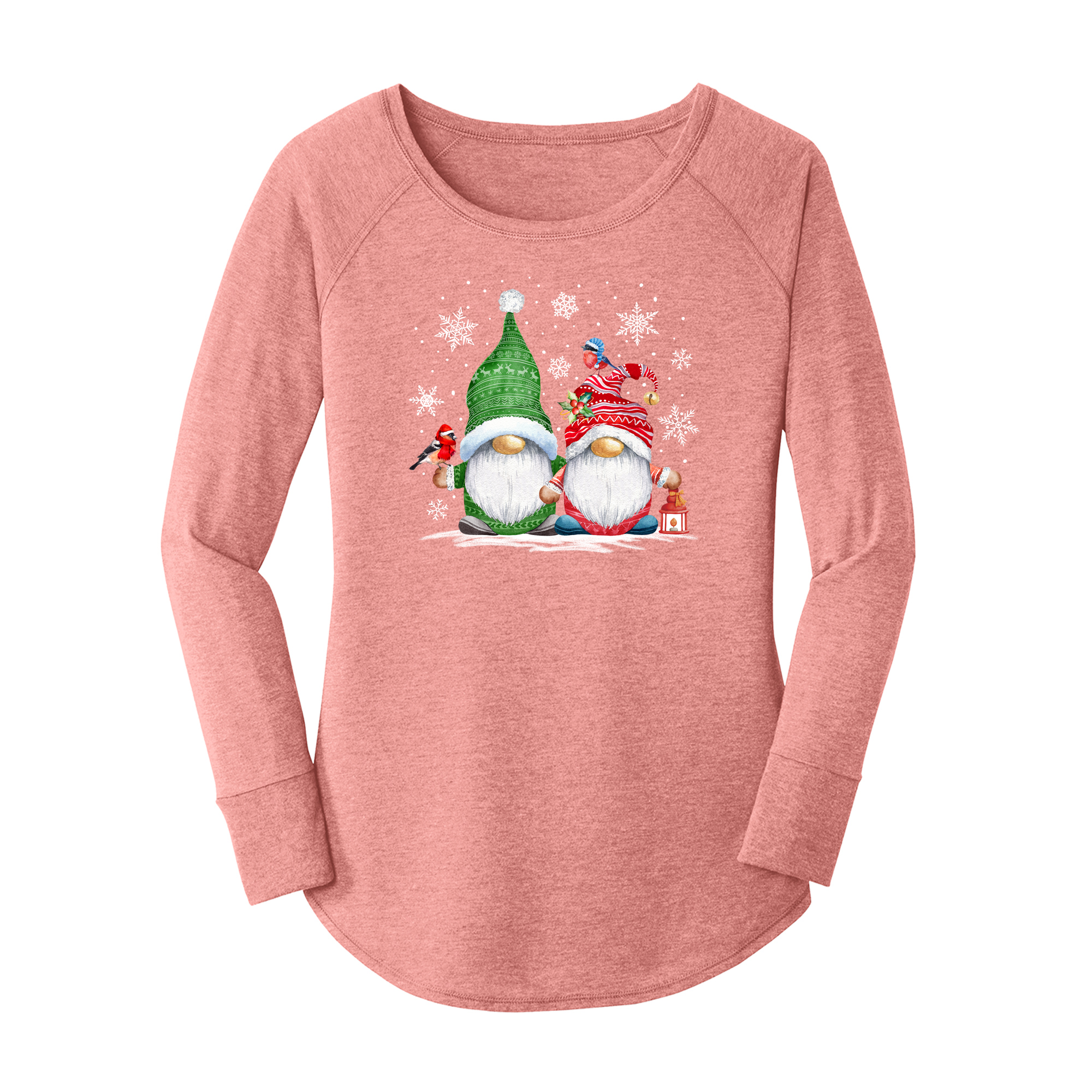 Womens X-Small Light Pink Long Sleeve Tunic Tee