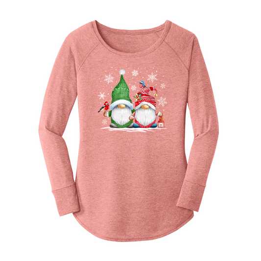 Womens X-Small Light Pink Long Sleeve Tunic Tee