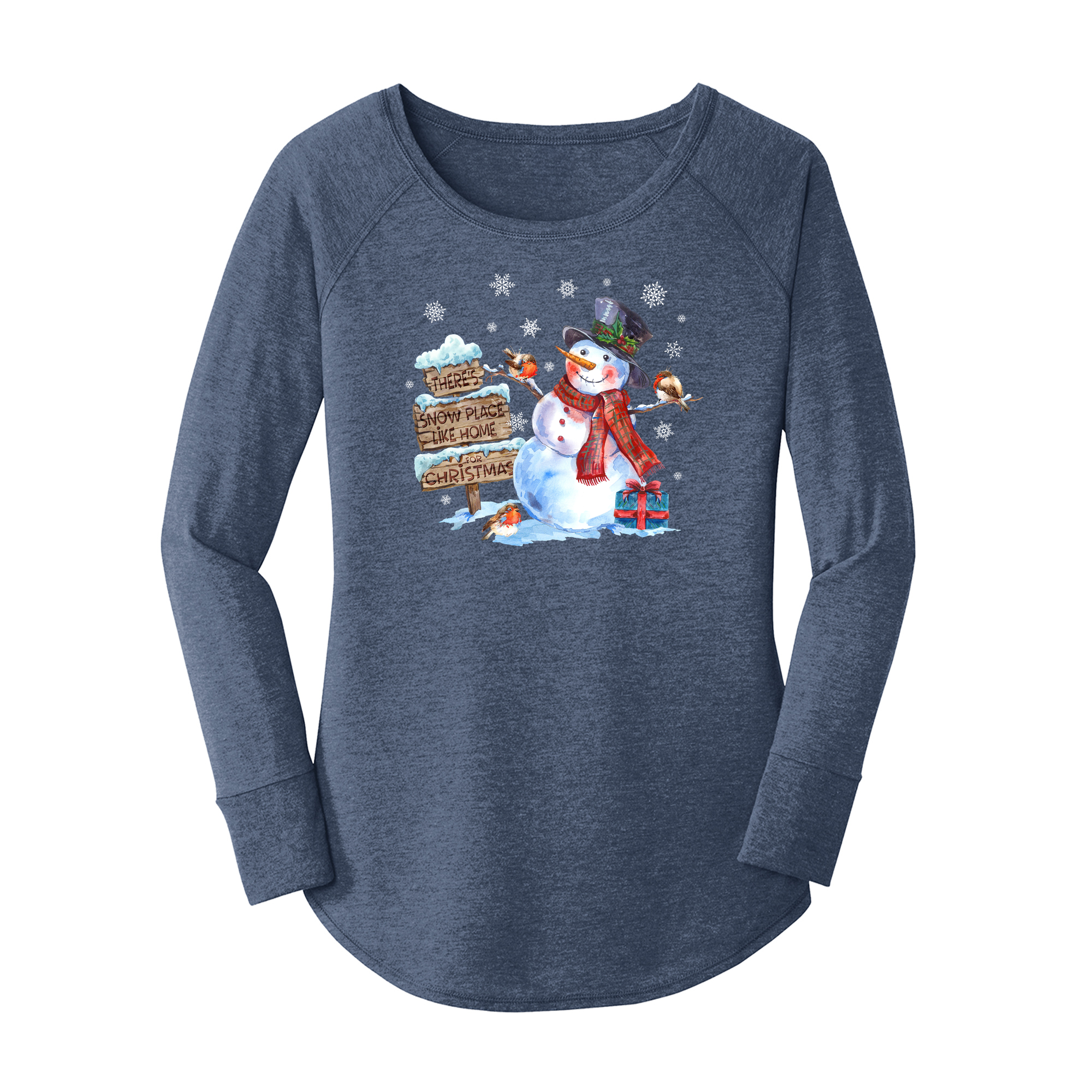 Womens X-Small Navy Heather Long Sleeve Tunic Tee