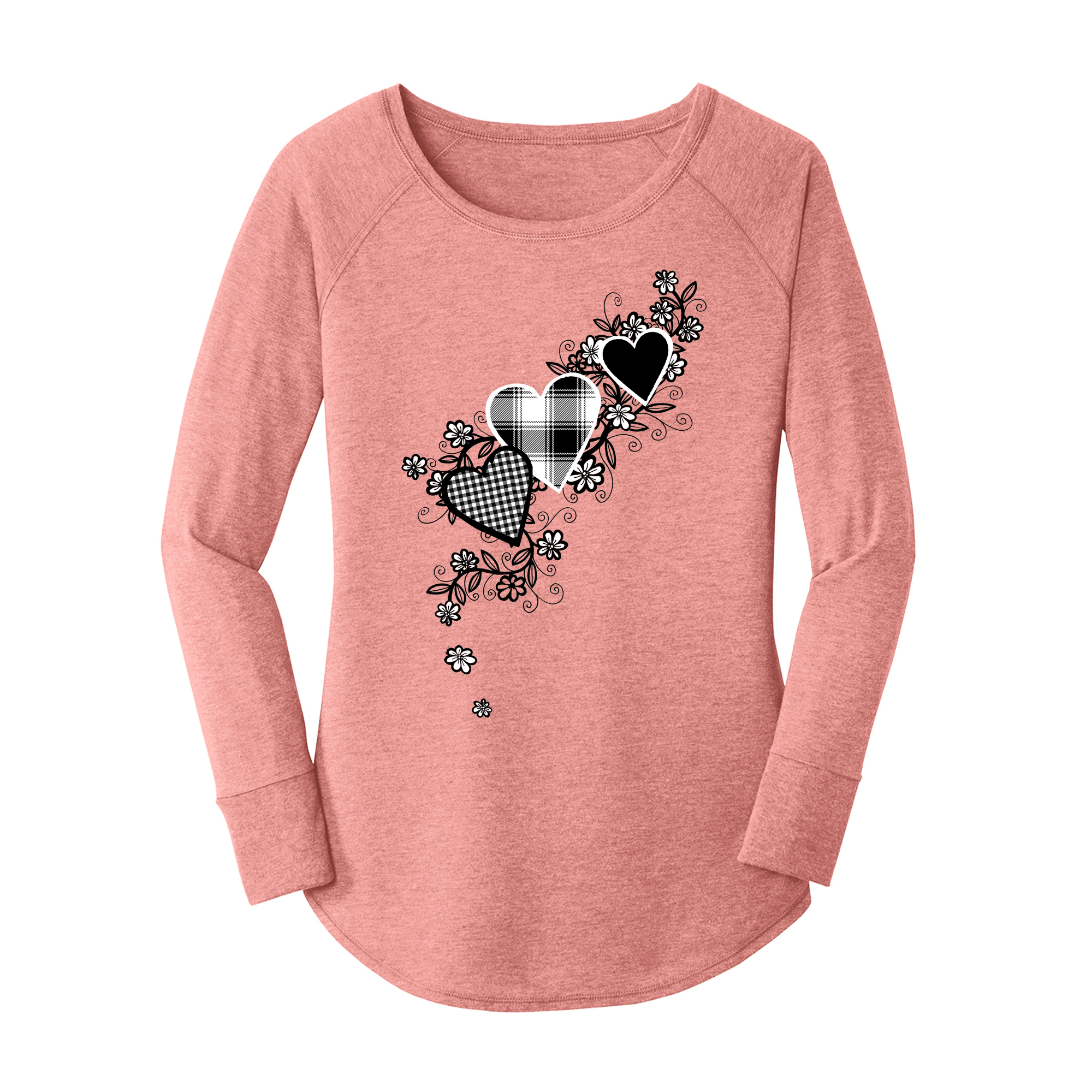 Womens X-Small Light Pink Long Sleeve Tunic Tee