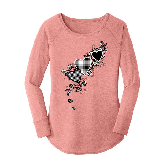 Womens X-Small Light Pink Long Sleeve Tunic Tee