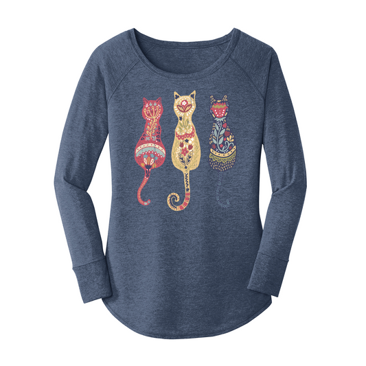 Womens X-Small Navy Heather Long Sleeve Tunic Tee