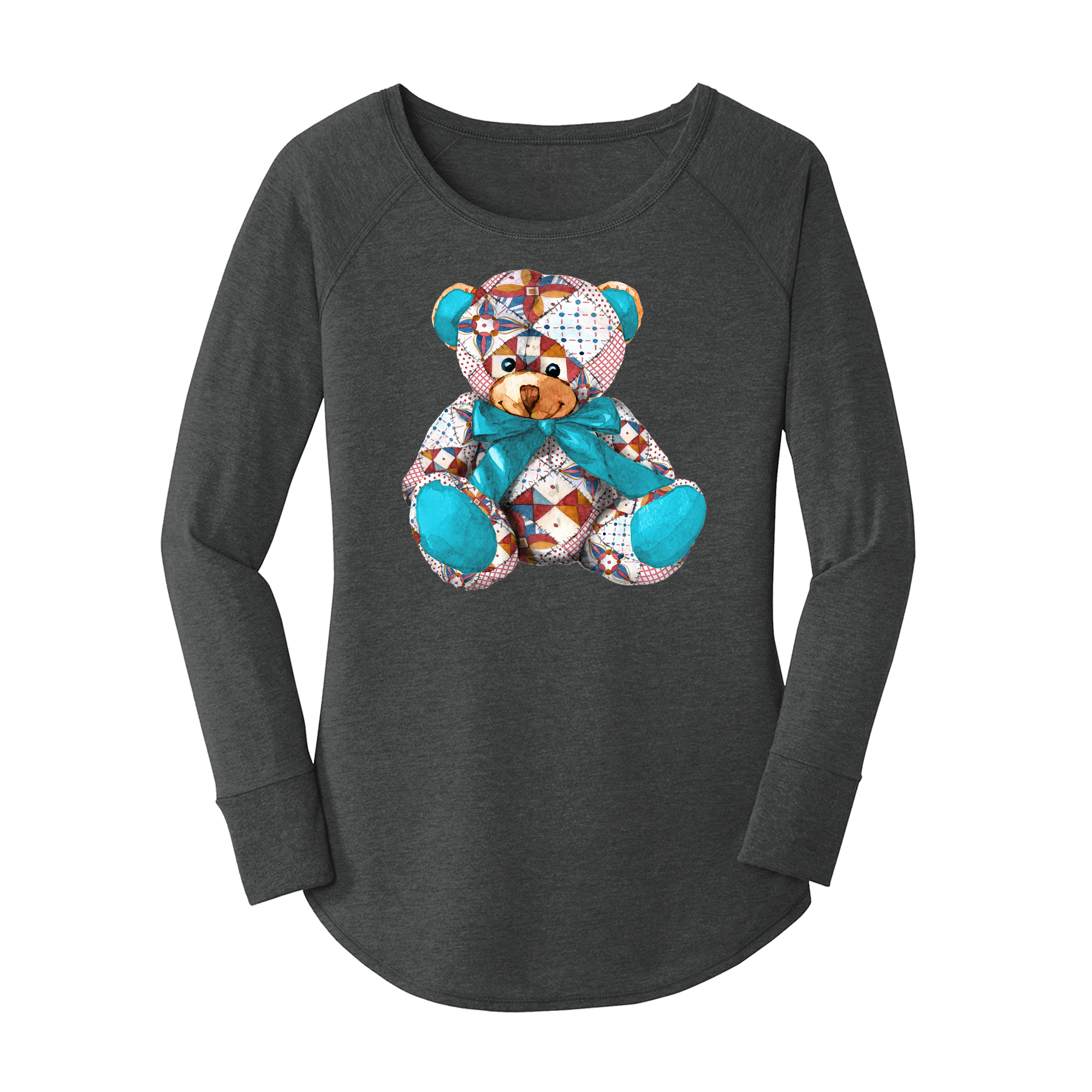 Womens X-Small Dark Heather Gray Long Sleeve Tunic Tee