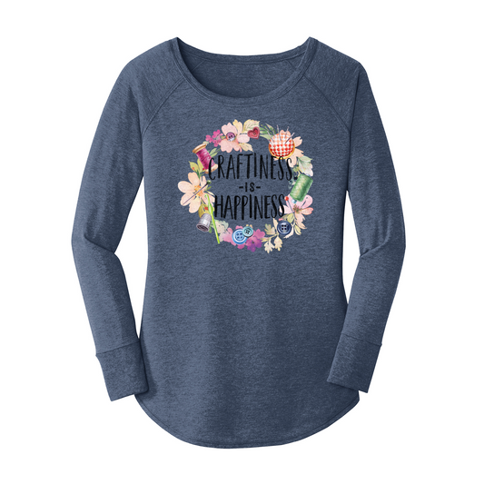 Womens X-Small Navy Heather Long Sleeve Tunic Tee