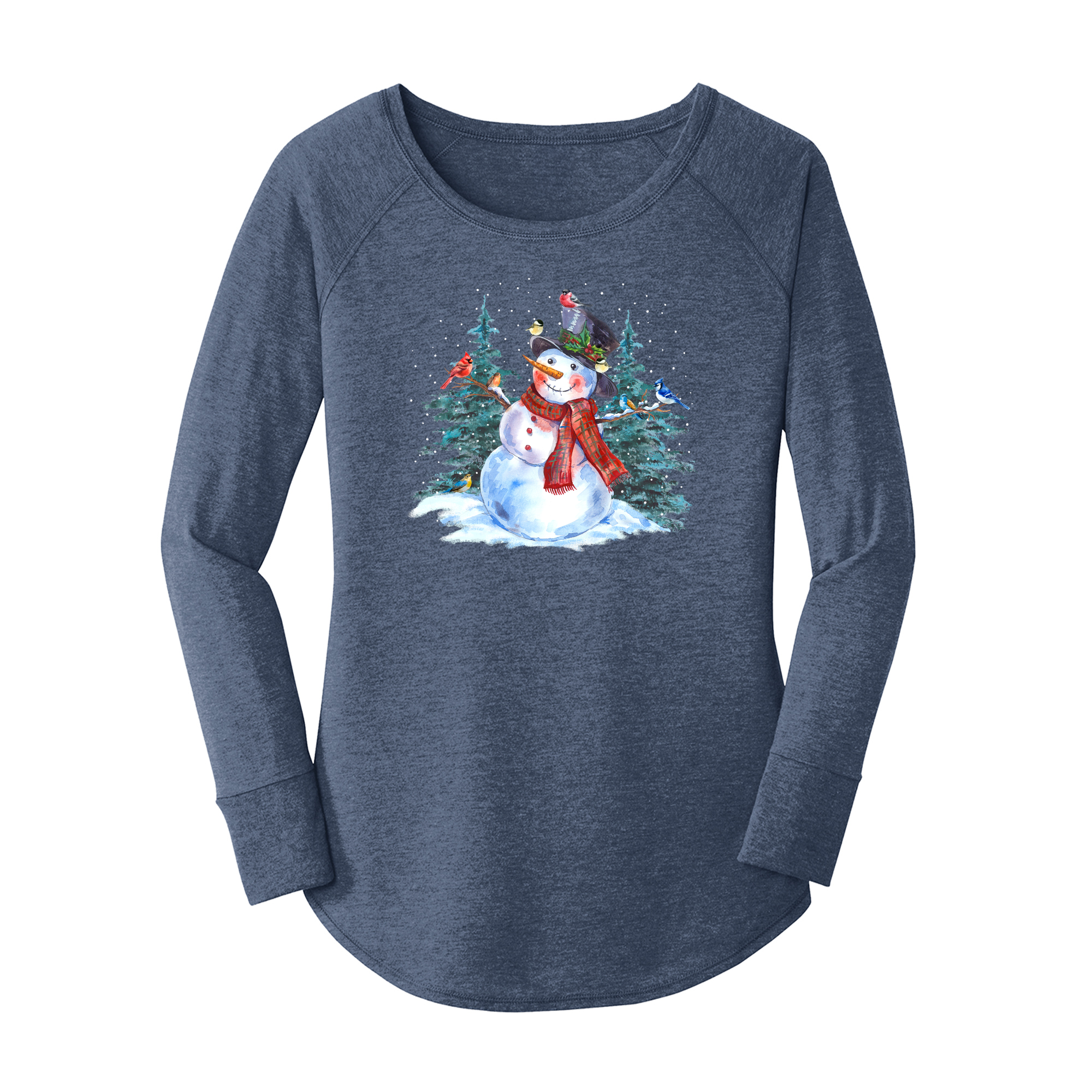 Womens X-Small Navy Heather Long Sleeve Tunic Tee