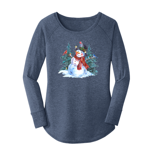 Womens X-Small Navy Heather Long Sleeve Tunic Tee