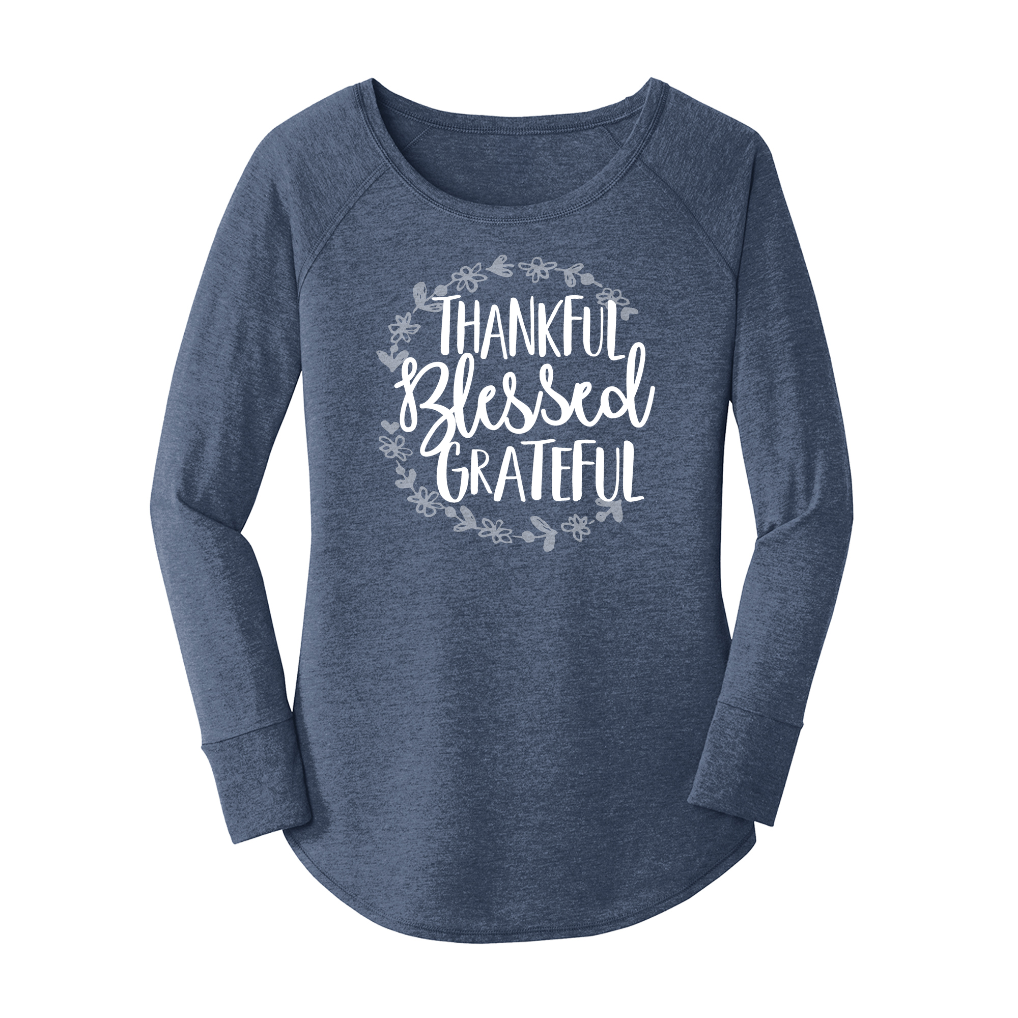 Womens X-Small Navy Heather Long Sleeve Tunic Tee