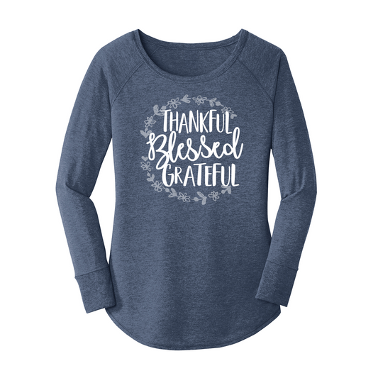 Womens X-Small Navy Heather Long Sleeve Tunic Tee