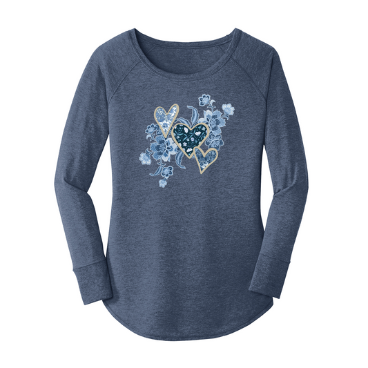 Womens X-Small Navy Heather Long Sleeve Tunic Tee