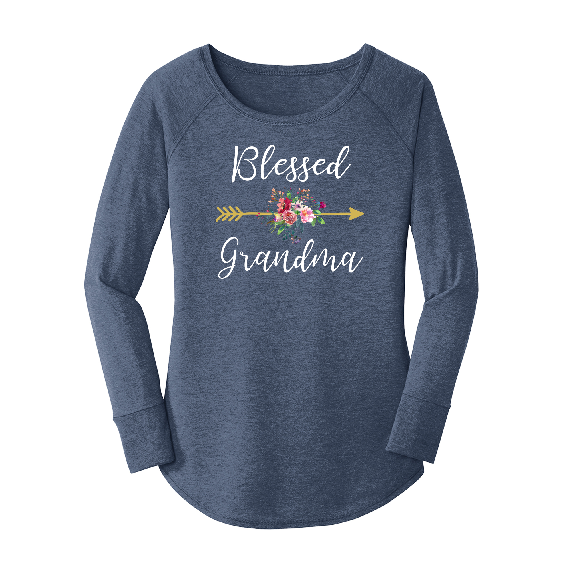 Womens X-Small Navy Heather Long Sleeve Tunic Tee