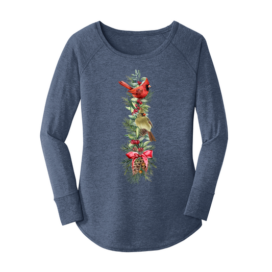 Womens X-Small Navy Heather Long Sleeve Tunic Tee