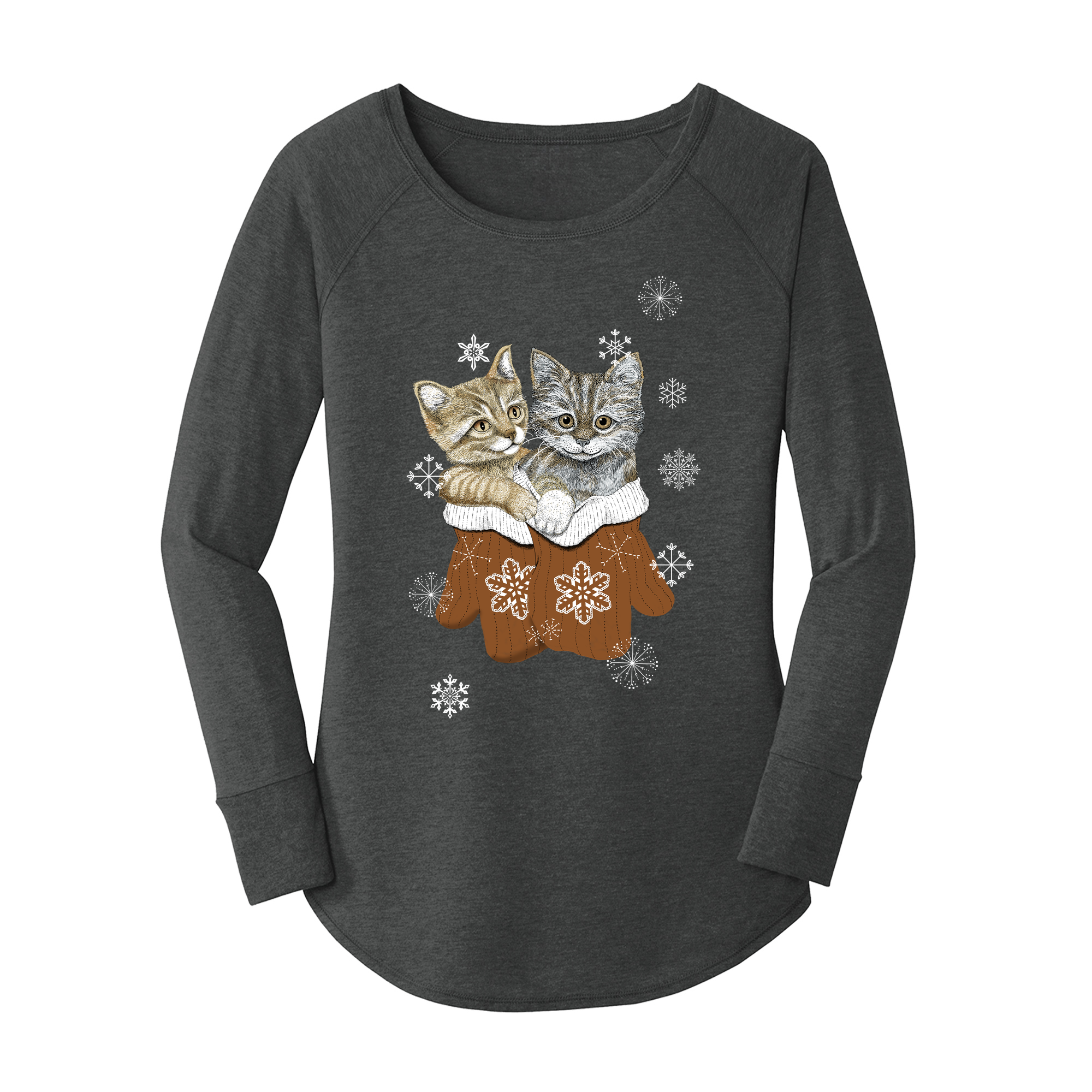 Womens X-Small Dark Heather Gray Long Sleeve Tunic Tee