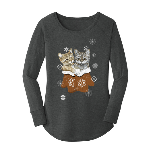 Womens X-Small Dark Heather Gray Long Sleeve Tunic Tee