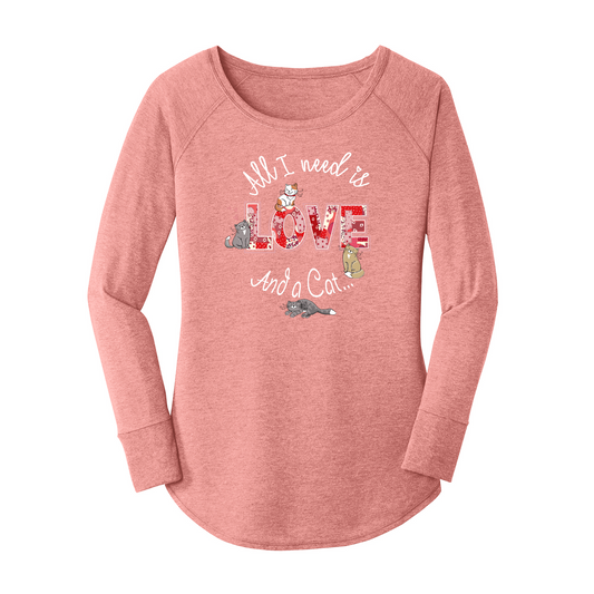 Womens X-Small Light Pink Long Sleeve Tunic Tee