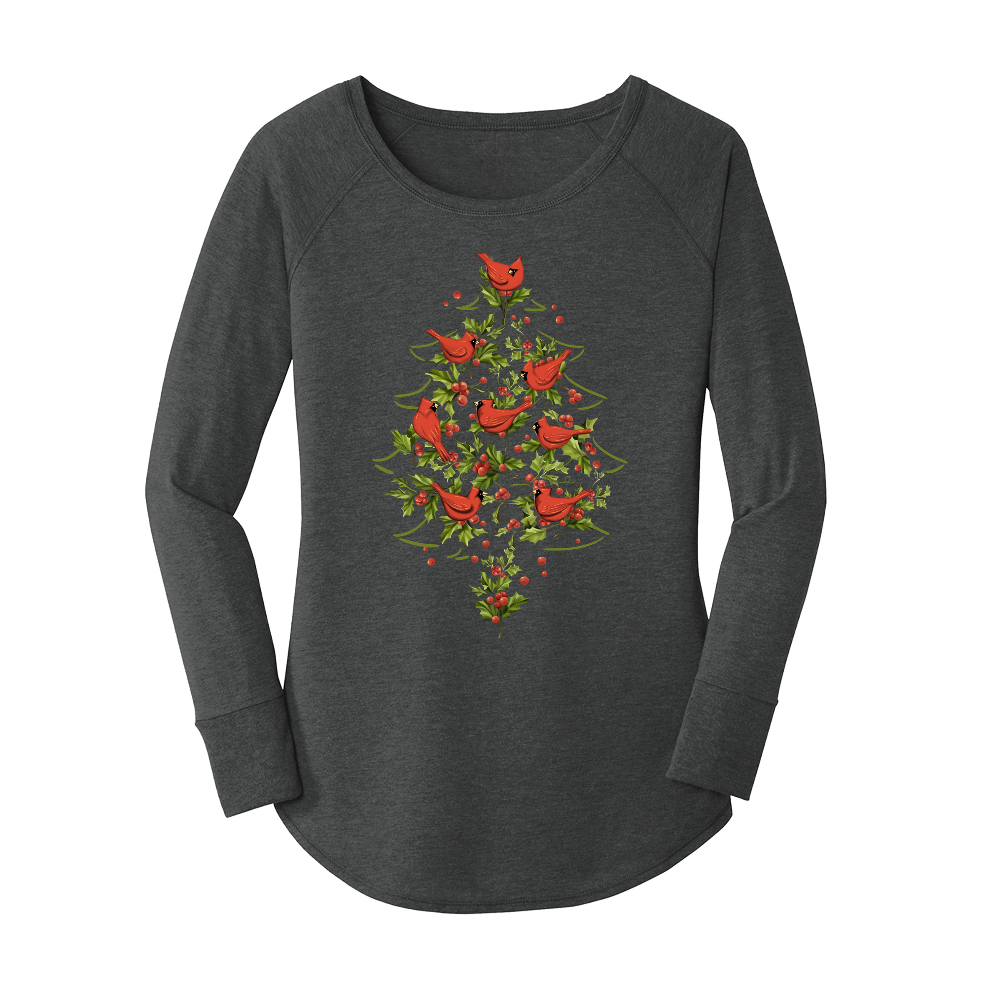 Womens X-Small Dark Heather Gray Long Sleeve Tunic Tee