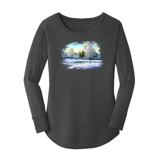 Womens X-Small Dark Heather Gray Long Sleeve Tunic Tee