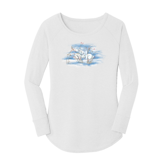 Womens X-Small White Long Sleeve Tunic Tee