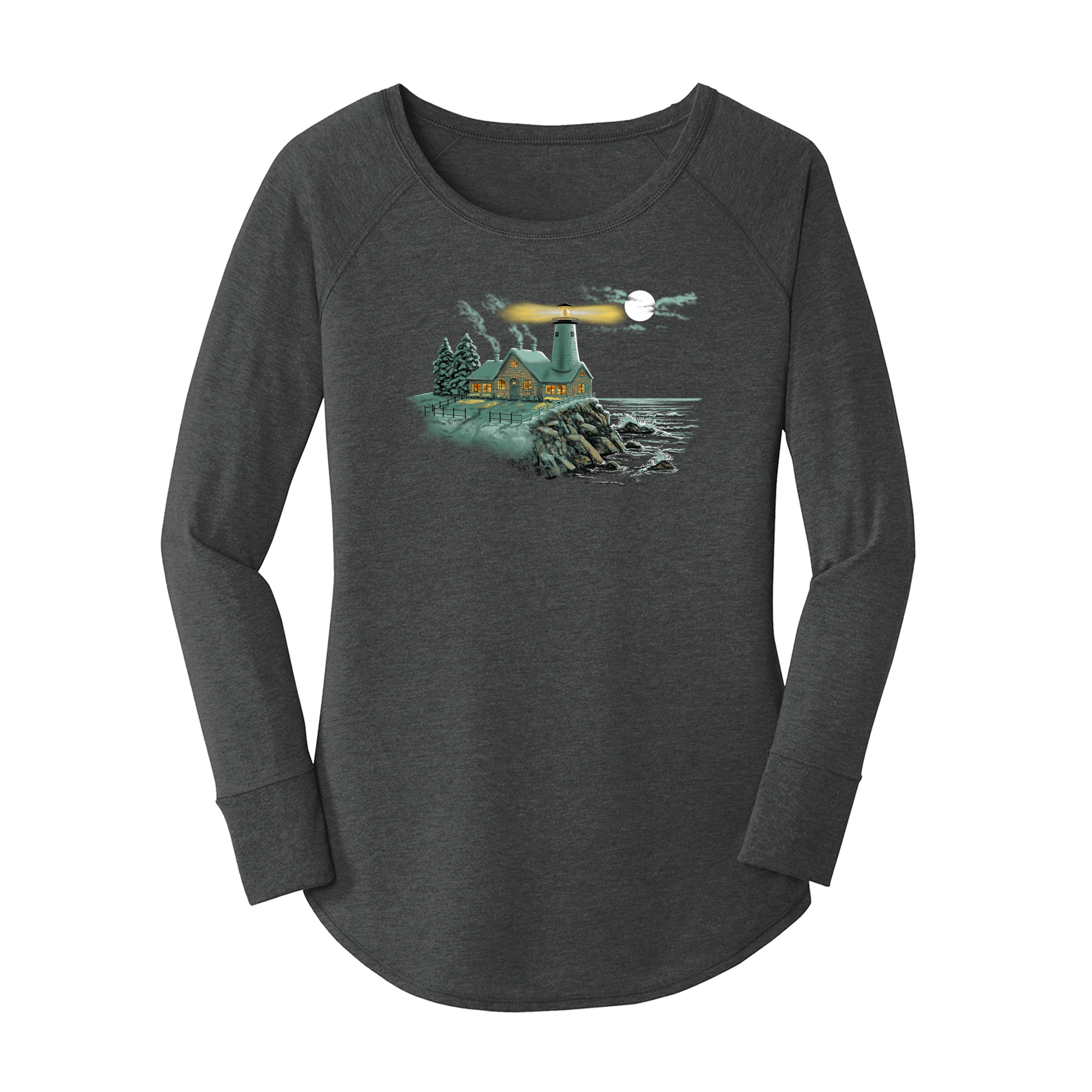 Womens X-Small Dark Heather Gray Long Sleeve Tunic Tee