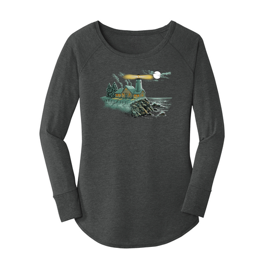 Womens X-Small Dark Heather Gray Long Sleeve Tunic Tee