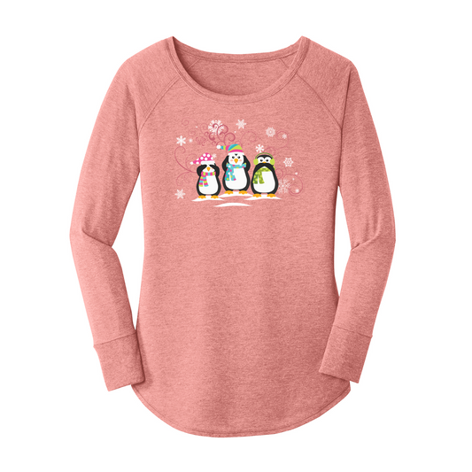 Womens X-Small Light Pink Long Sleeve Tunic Tee