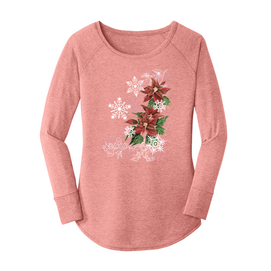 Womens X-Small Light Pink Long Sleeve Tunic Tee