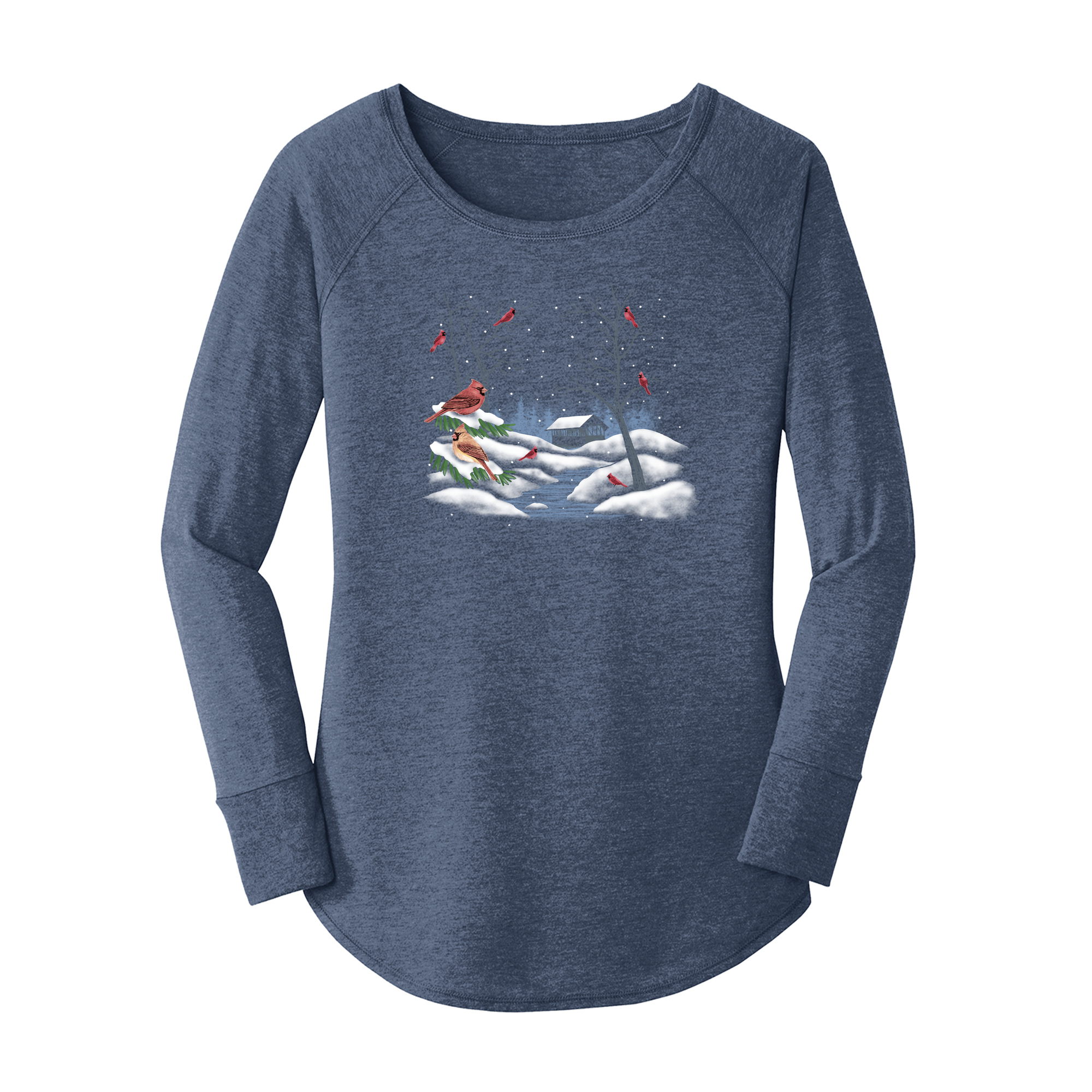 Womens X-Small Navy Heather Long Sleeve Tunic Tee