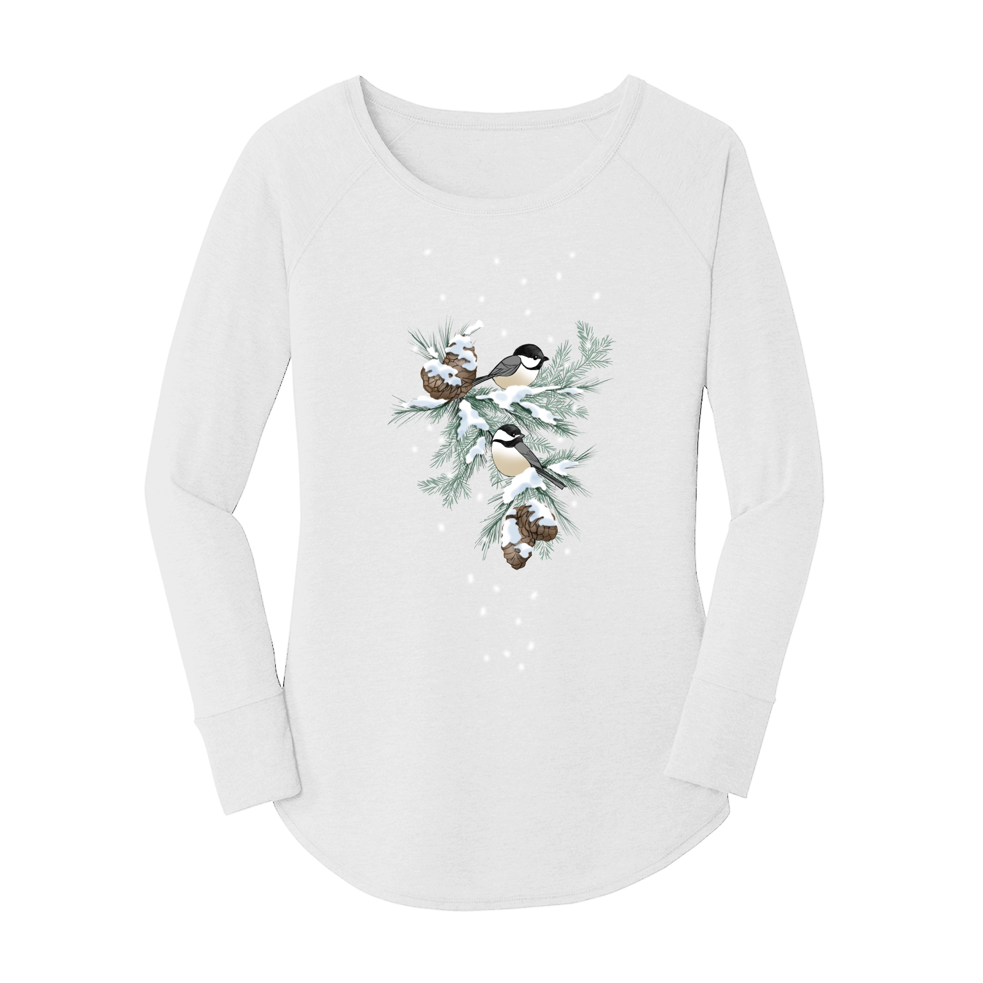 Womens X-Small White Long Sleeve Tunic Tee