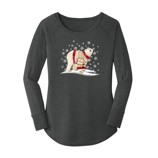 Womens X-Small Dark Heather Gray Long Sleeve Tunic Tee