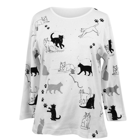 Black and White Cats 3/4 Sleeve Top