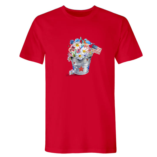 Patriotic Floral Bucket T-Shirt