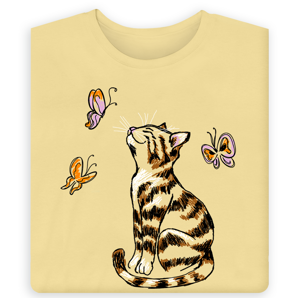 Scribble Kitty w/ Butterflies T-Shirt