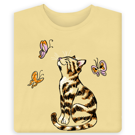Scribble Kitty w/ Butterflies T-Shirt